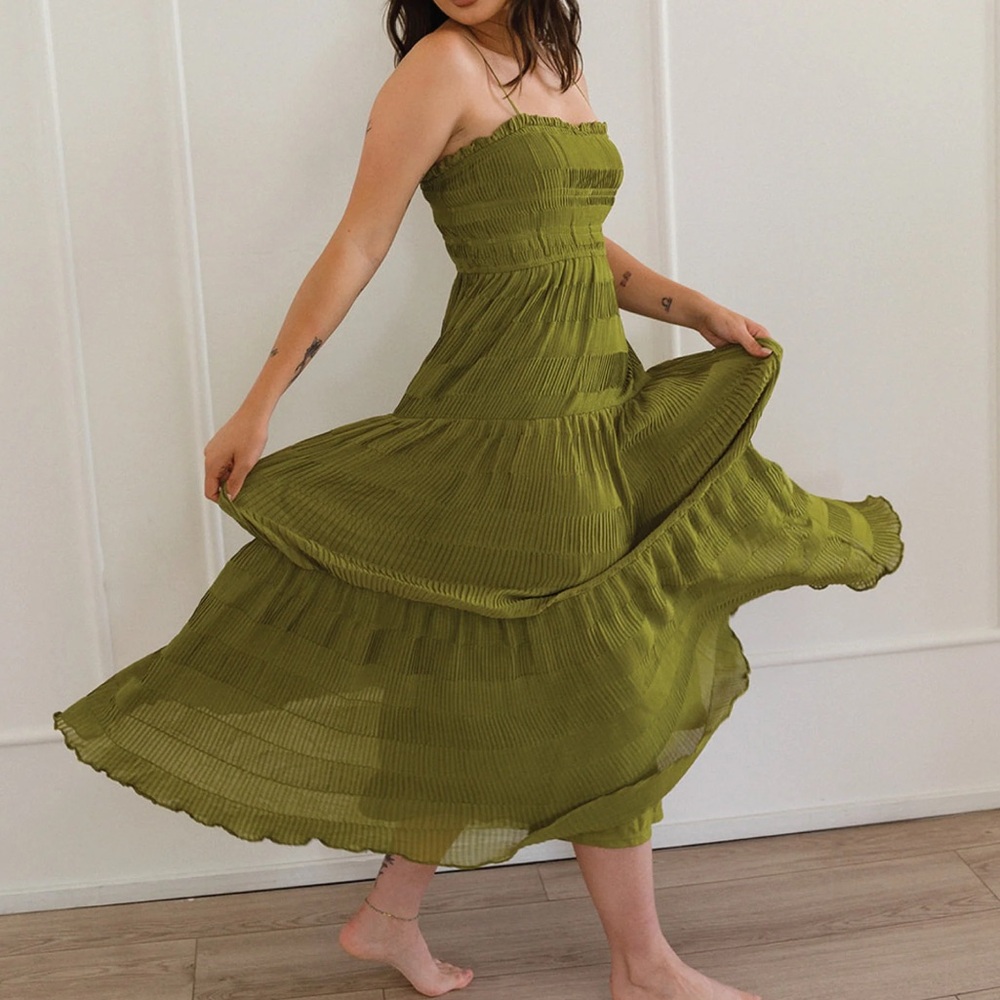 Anthropologie By the River Olive green dress NWOT - Picture 5 of 10